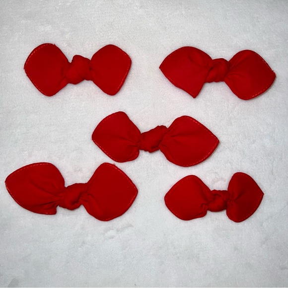 Solid Red Rockabilly Bandana Knotted Hair Bow - Picture 9 of 11